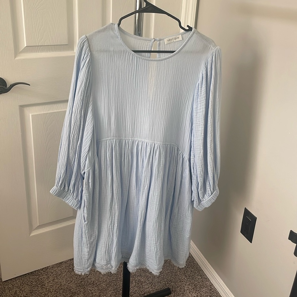 Vestique - Large light blue dress - with pockets